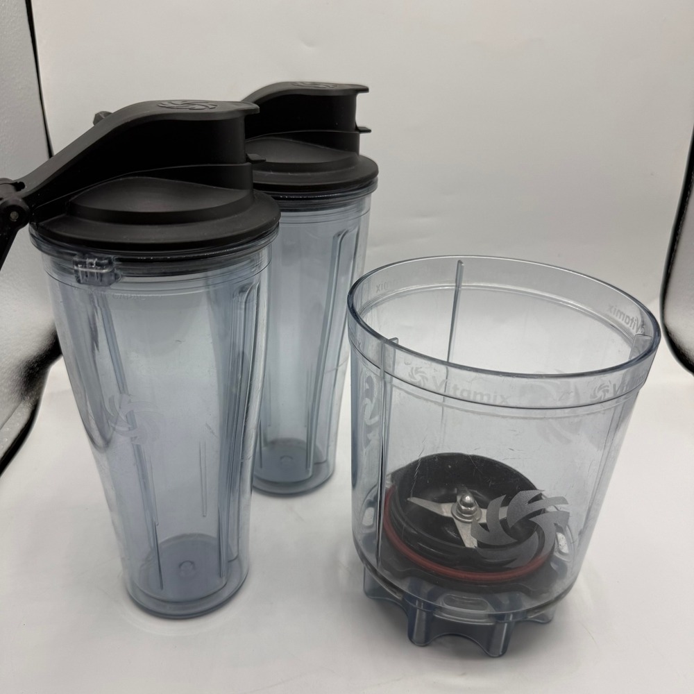 Vitamix 20oz Personal Blender Cups and Blade Assembly Clear Black Set